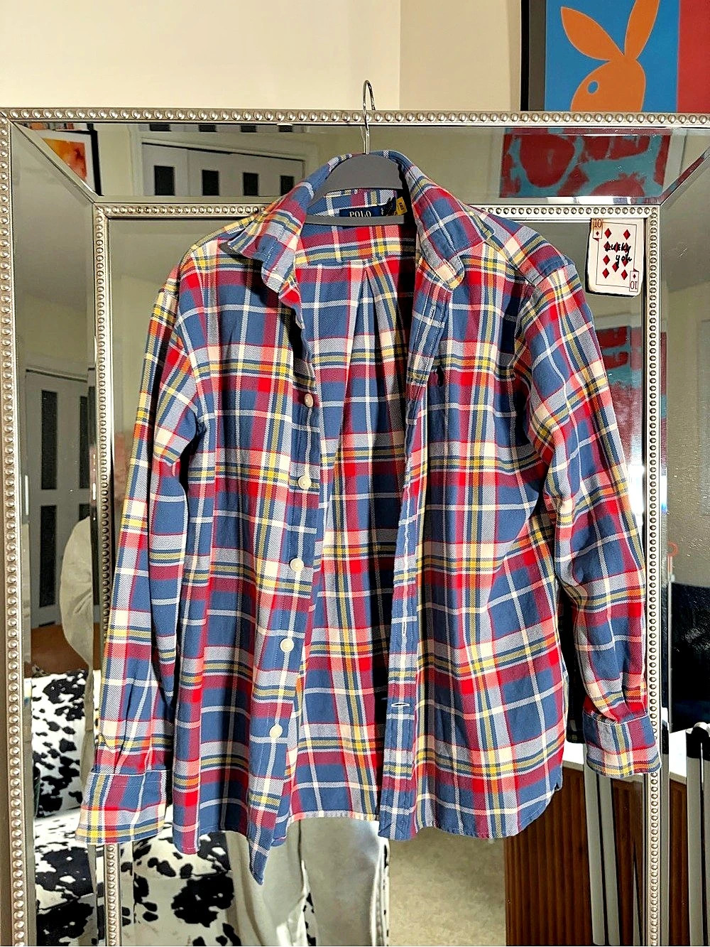 Polo Ralph Lauren Classic Fit Plaid Cotton Flannel Shirt Blue & Red